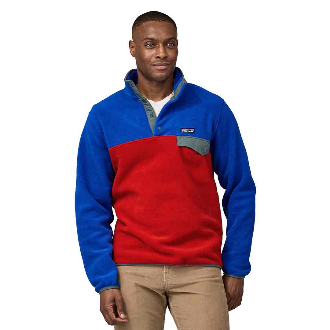 Patagonia Men’s Synchilla Snap-T Fleece Pullover Size X-SMALL Aztec Red/Blue
