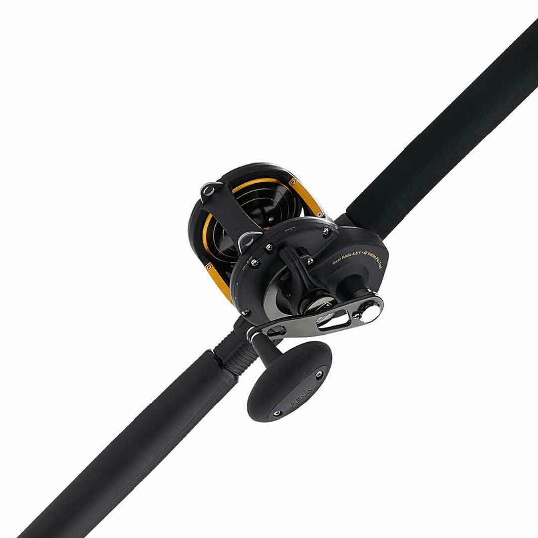 PENN 66 Squall II Lever Drag Fishing Rod & Size 50 Reel Combo, Medium Heavy Power, Fast Action, Right Handle Position, Full Graphite Body And